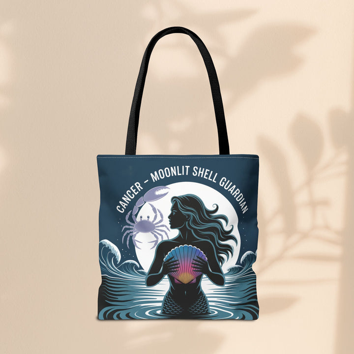 Zodiac Cancer Tote, Astrology-Inspired Tote Bag, Zodiac Gift, Cancer Moonlit Shell Guardian, Eco-Friendly Bag, Gift for Her