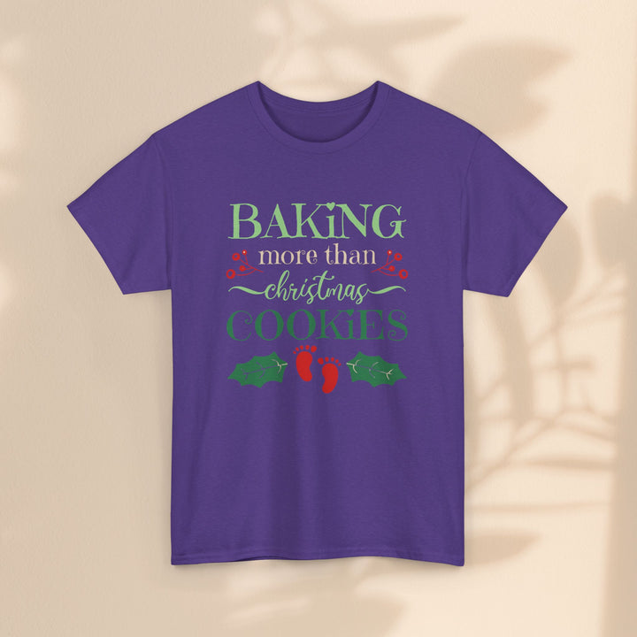 Unisex Heavy Cotton Tee - Baking More Than Christmas Cookies Pregnancy T-Shirt