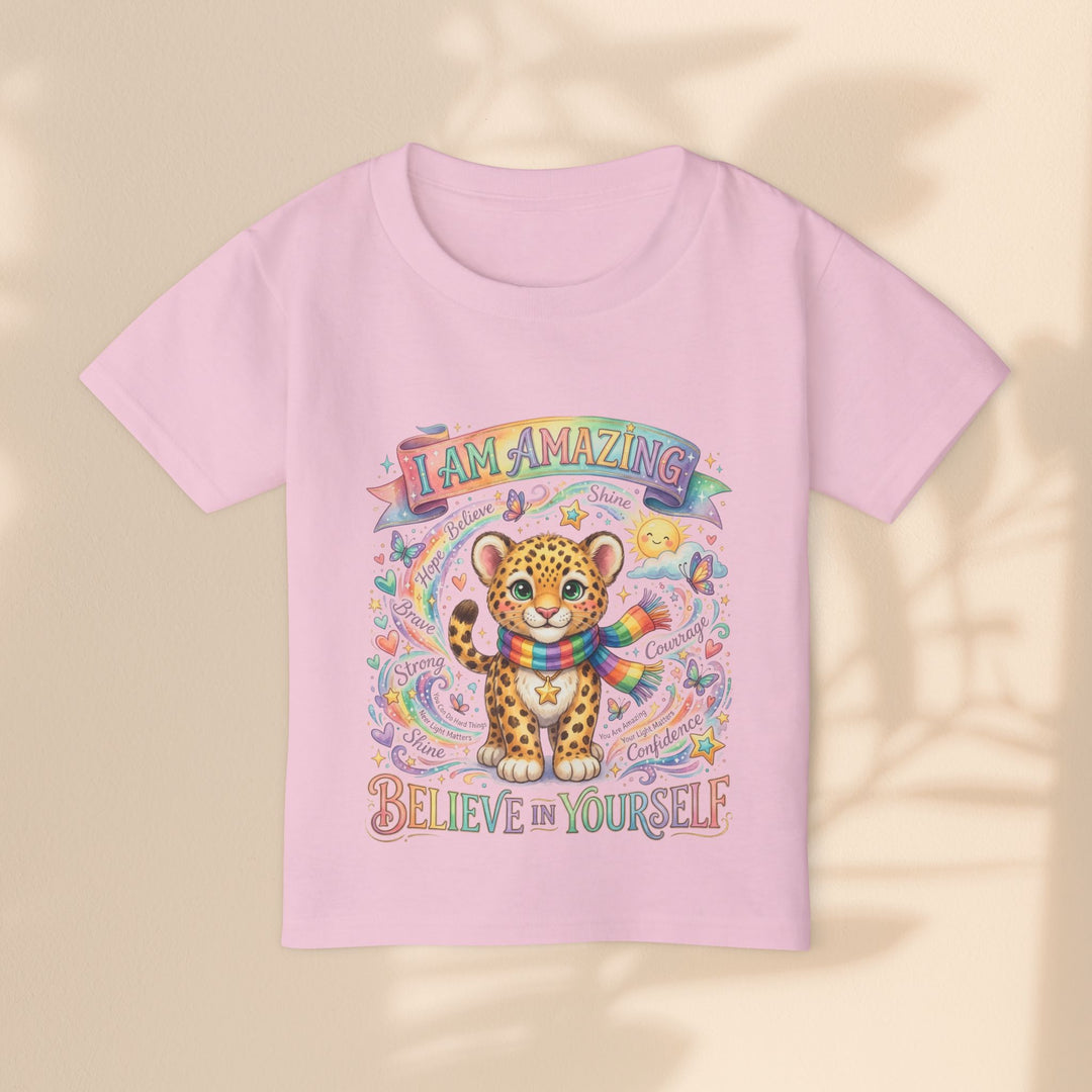 I Am Amazing Brave Buddies Leo Leopard Rainbow Toddler T-Shirt