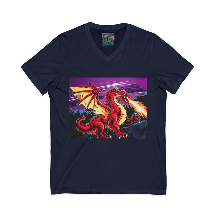 Conquering Dragon Unisex V-Neck Graphic T-Shirt