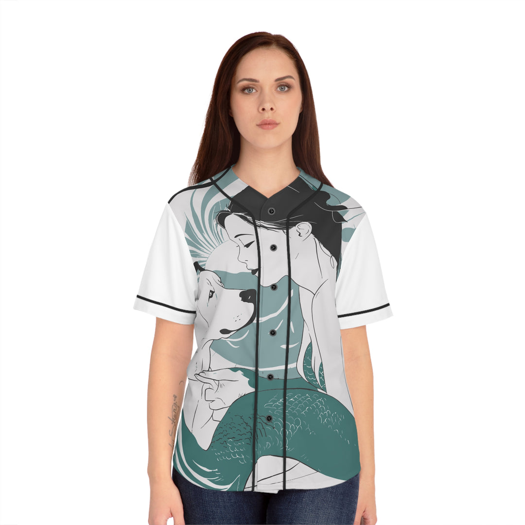 Women's Baseball Jersey - Japanese Mermaid with Dog