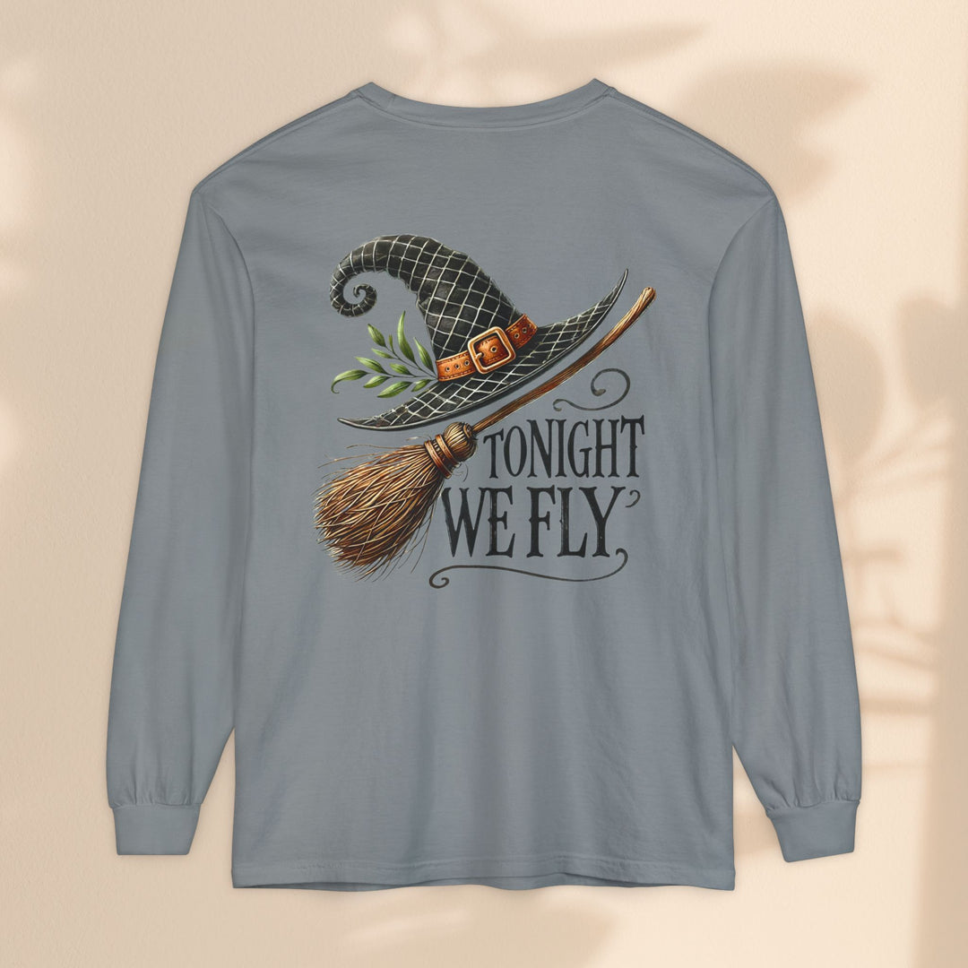 Tonight We Fly - Whimsical Witch Halloween Long Sleeve T-Shirt