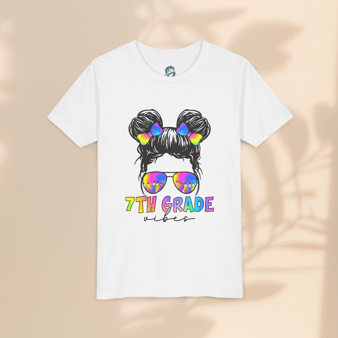 Rainbow 7th Grade Vibes Tee, Fun Youth T-Shirt, Back to School Fashion, Kids Graphic Tee, Teen Birthday Gift, Colorful Kids Wear