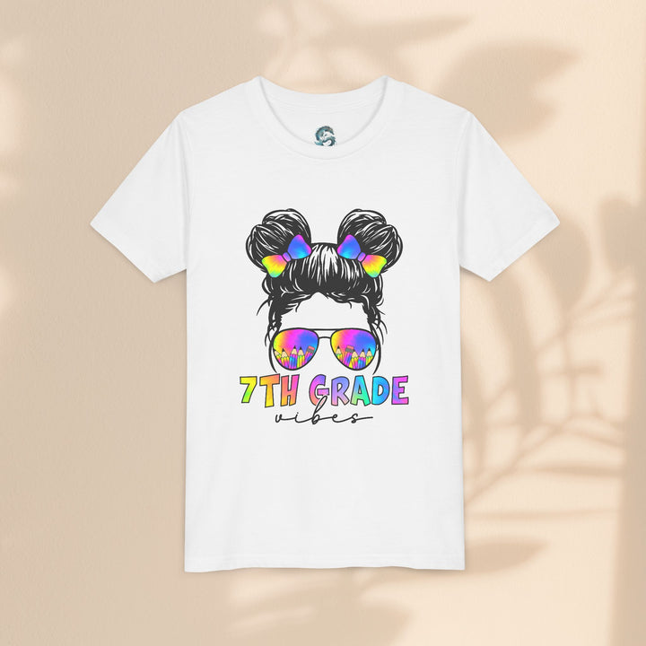 Rainbow 7th Grade Vibes Tee, Fun Youth T-Shirt, Back to School Fashion, Kids Graphic Tee, Teen Birthday Gift, Colorful Kids Wear