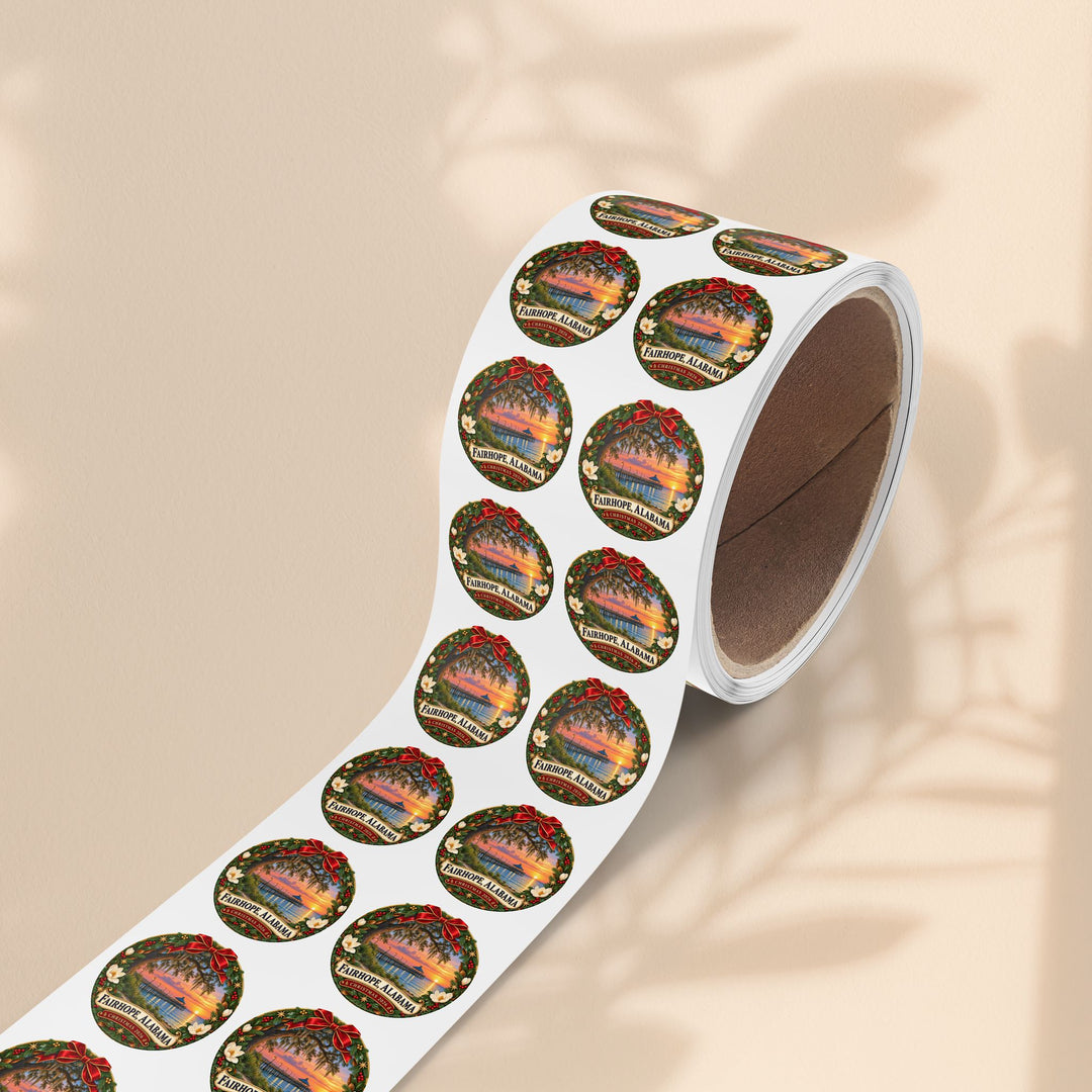 Fairhope Alabama Christmas Sticker Roll – Coastal Sunset Labels