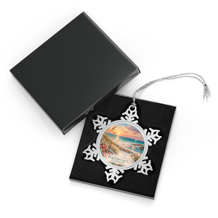 Perdido Key Florida Pewter Snowflake Ornament – Sunset Keepsake