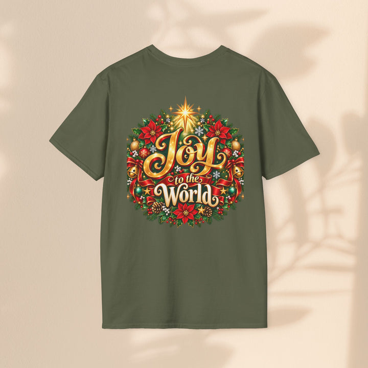 Joy to the World Christmas T-Shirt — Festive Wreath Holiday Tee