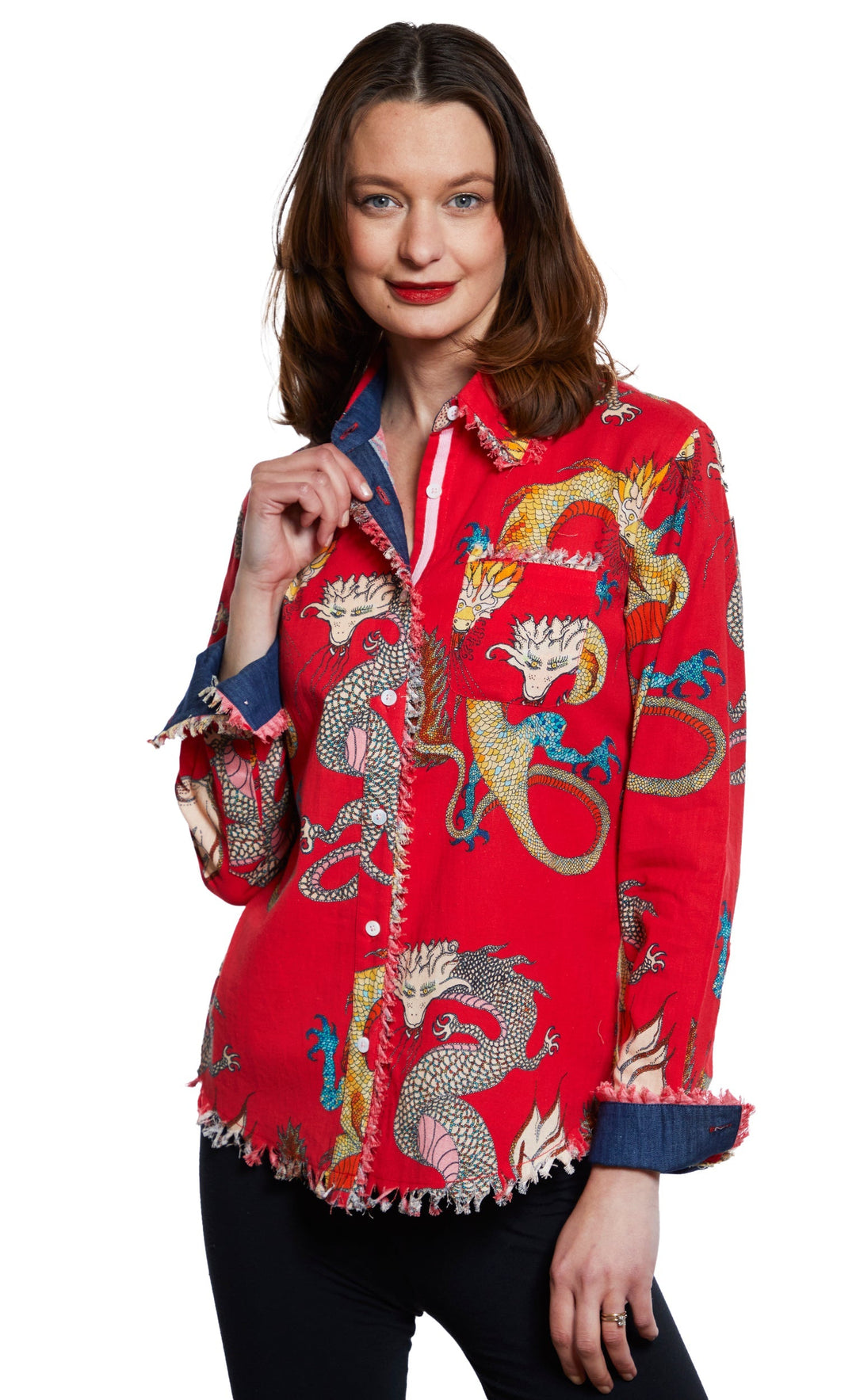 Cape Cod Shirt – Red Ground Dragon Print