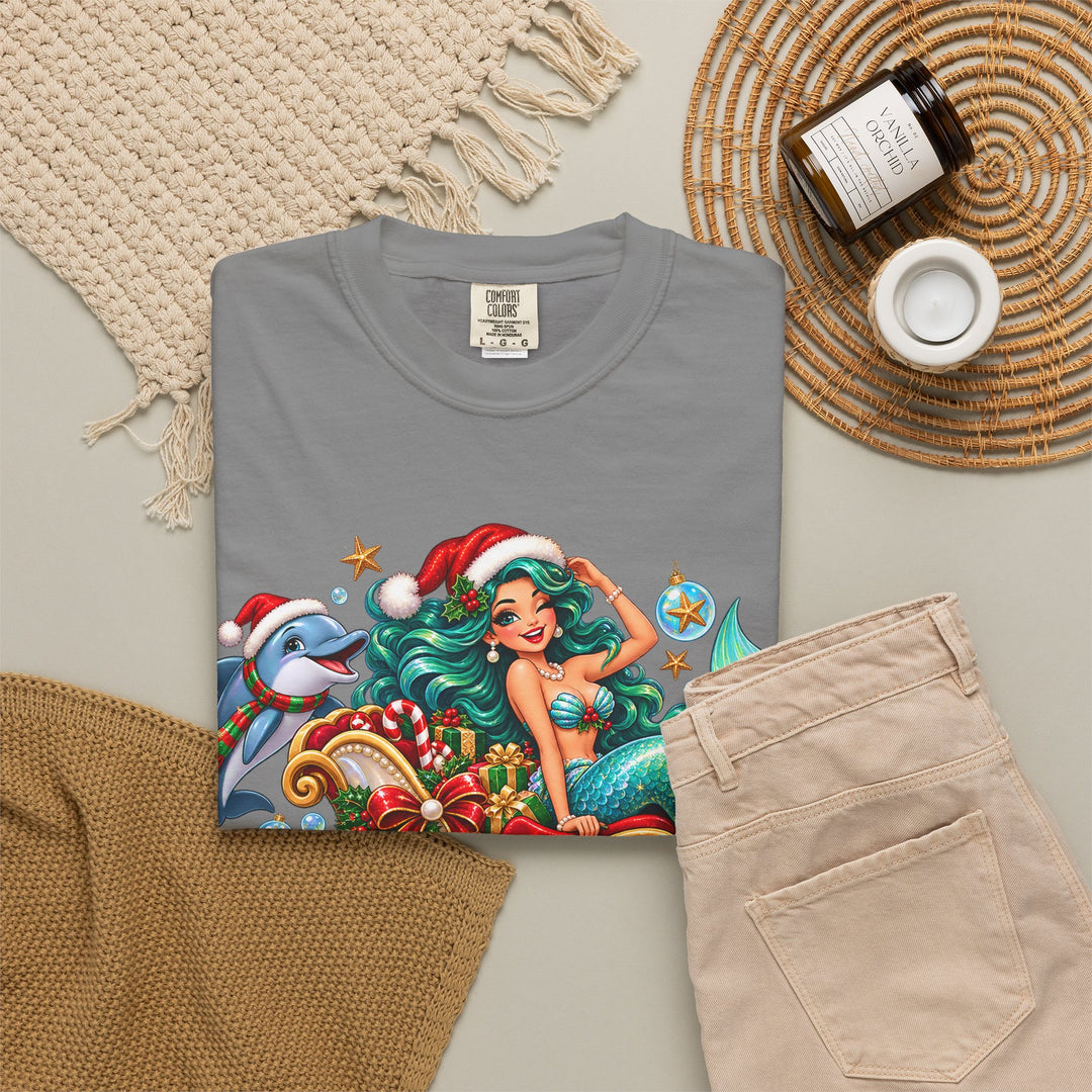 Mermaid Christmas T-Shirt – Sleighin’ It Under the Sea Holiday Tee
