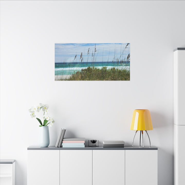 Coastal Dune Beach Canvas Print – Waves and Sea Oats Wall Art