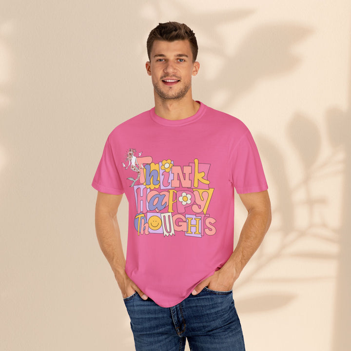 Unisex Garment-Dyed T-shirt - Think Happy Thoughts