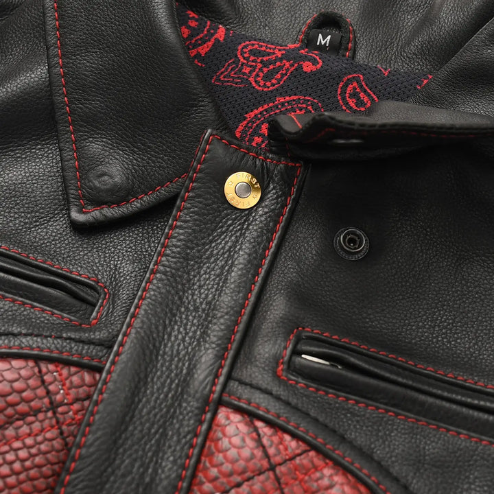 Redstrike Men’s Red & Black Leather Motorcycle Jacket