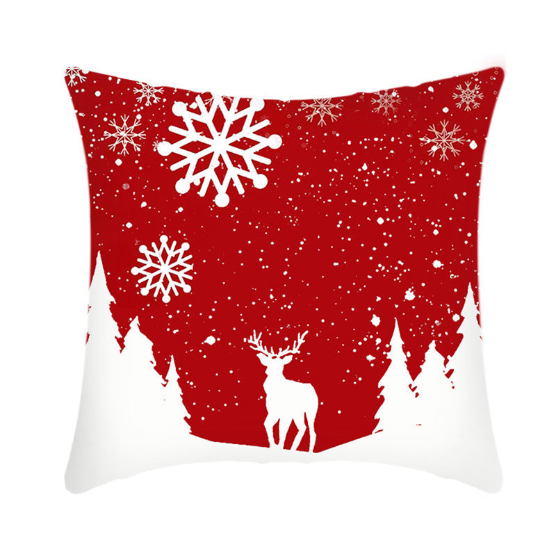 Merry Christmas Elk and Santa Plush Cushion Cover