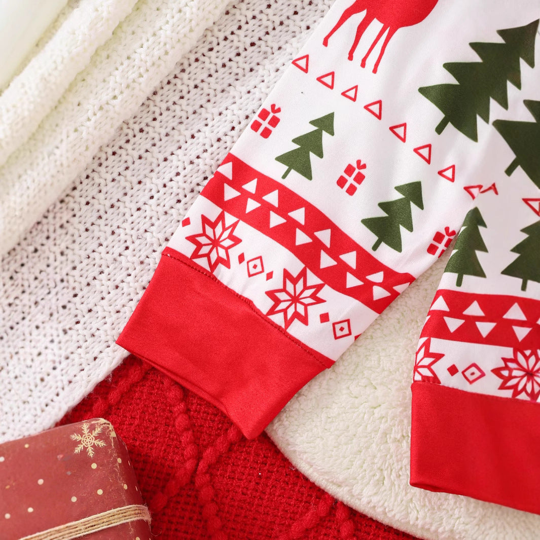 Boys’ Red Christmas Animal-Print Suit – Two-Piece Holiday Outfit