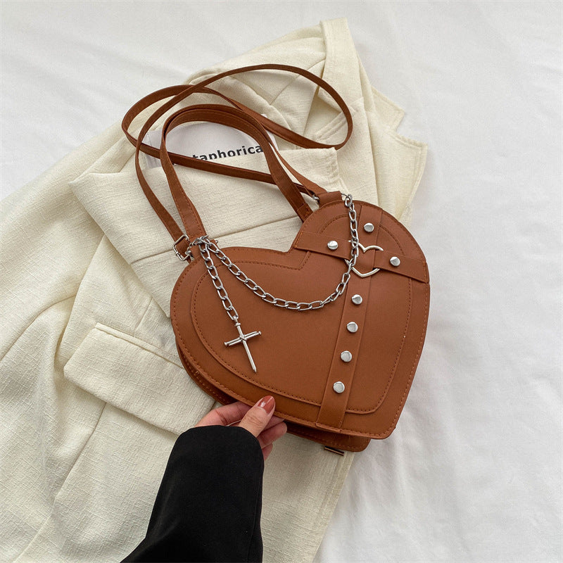 Korean-Style Heart-Shaped Crossbody Bag