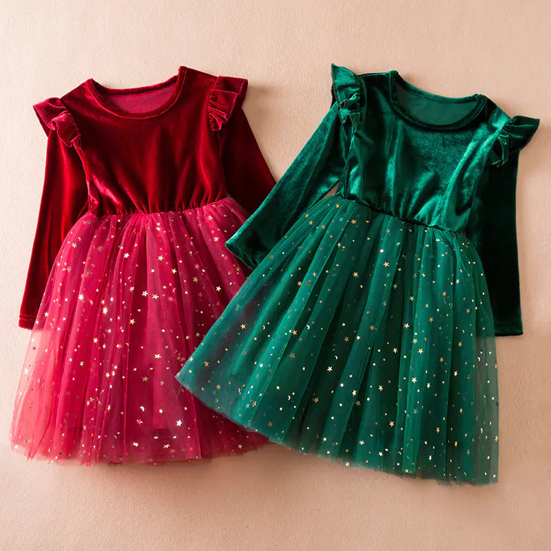 Girls’ Long-Sleeve Corduroy Princess Dress – Autumn and Winter