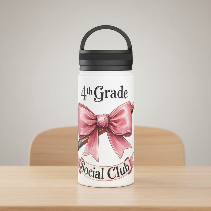4th Grade Social Club Stylish Insulated Water Bottle, Cute Design for Kids, Back to School, Eco-Friendly Bottle, Gym and Sports Use