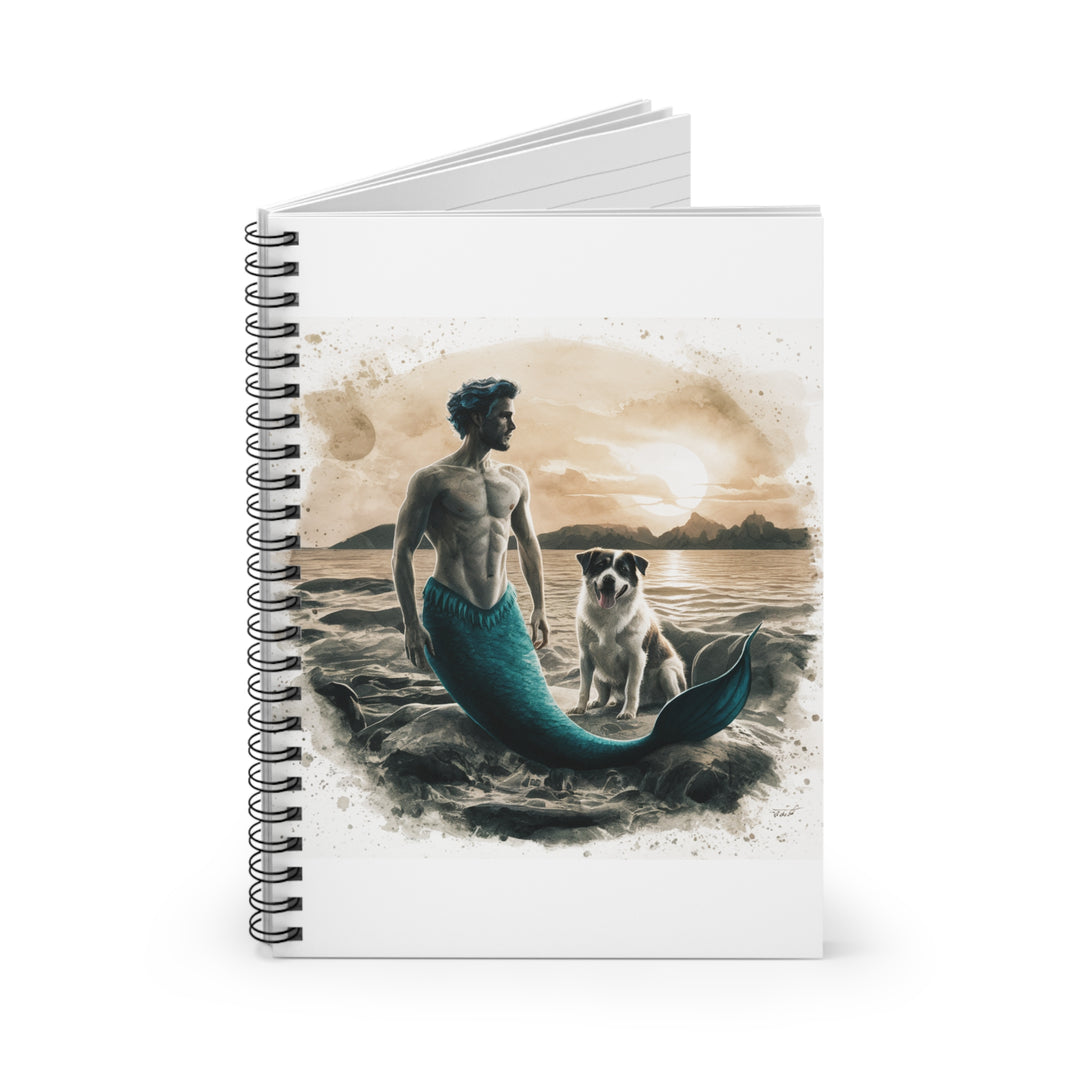 Spiral Notebook - Ruled Line - Merman and His Dog