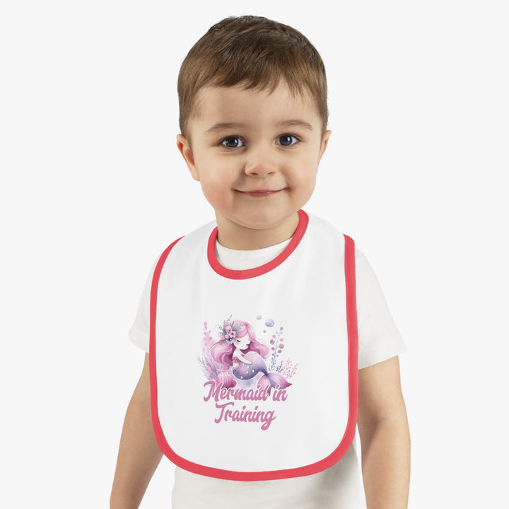 Baby Contrast Trim Jersey Bib - Mermaid In Training