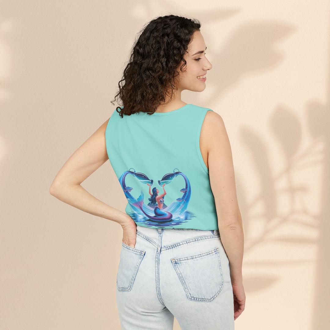 Aquarius Unisex Garment-Dyed Tank Top, Zodiac Apparel, Astrology Gift, Summer Outfit, Festival Wear, Birthday Gift