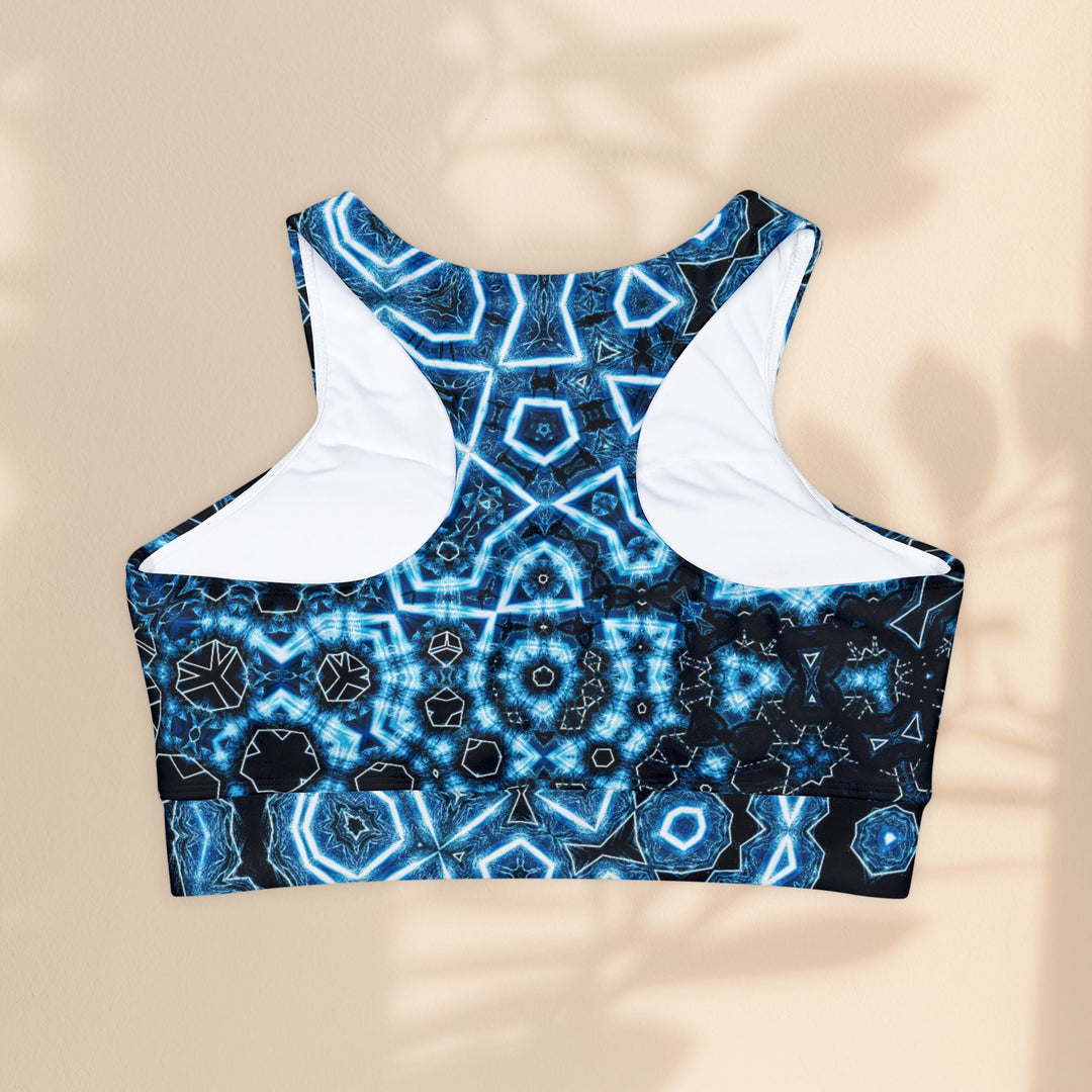 Fully Lined, Padded Sports Bra (AOP) - Shifting Blues