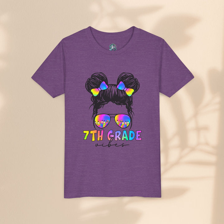 Rainbow 7th Grade Vibes Tee, Fun Youth T-Shirt, Back to School Fashion, Kids Graphic Tee, Teen Birthday Gift, Colorful Kids Wear
