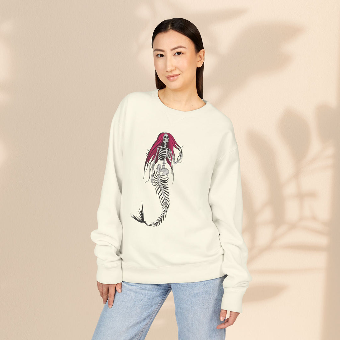 Crewneck Sweatshirt — Gothic Mermaid Skeleton Graphic