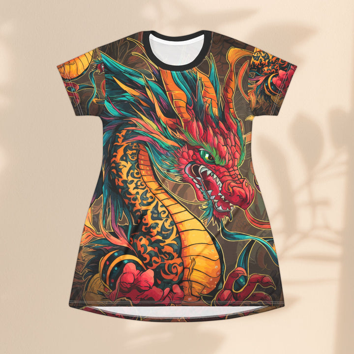 T-Shirt Dress (AOP) - Fire Dragon