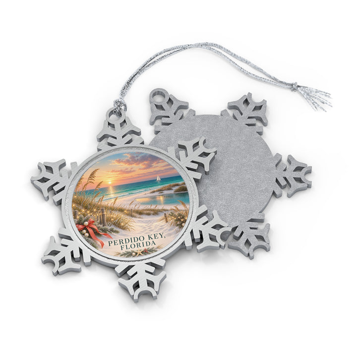 Perdido Key Florida Pewter Snowflake Ornament – Sunset Keepsake