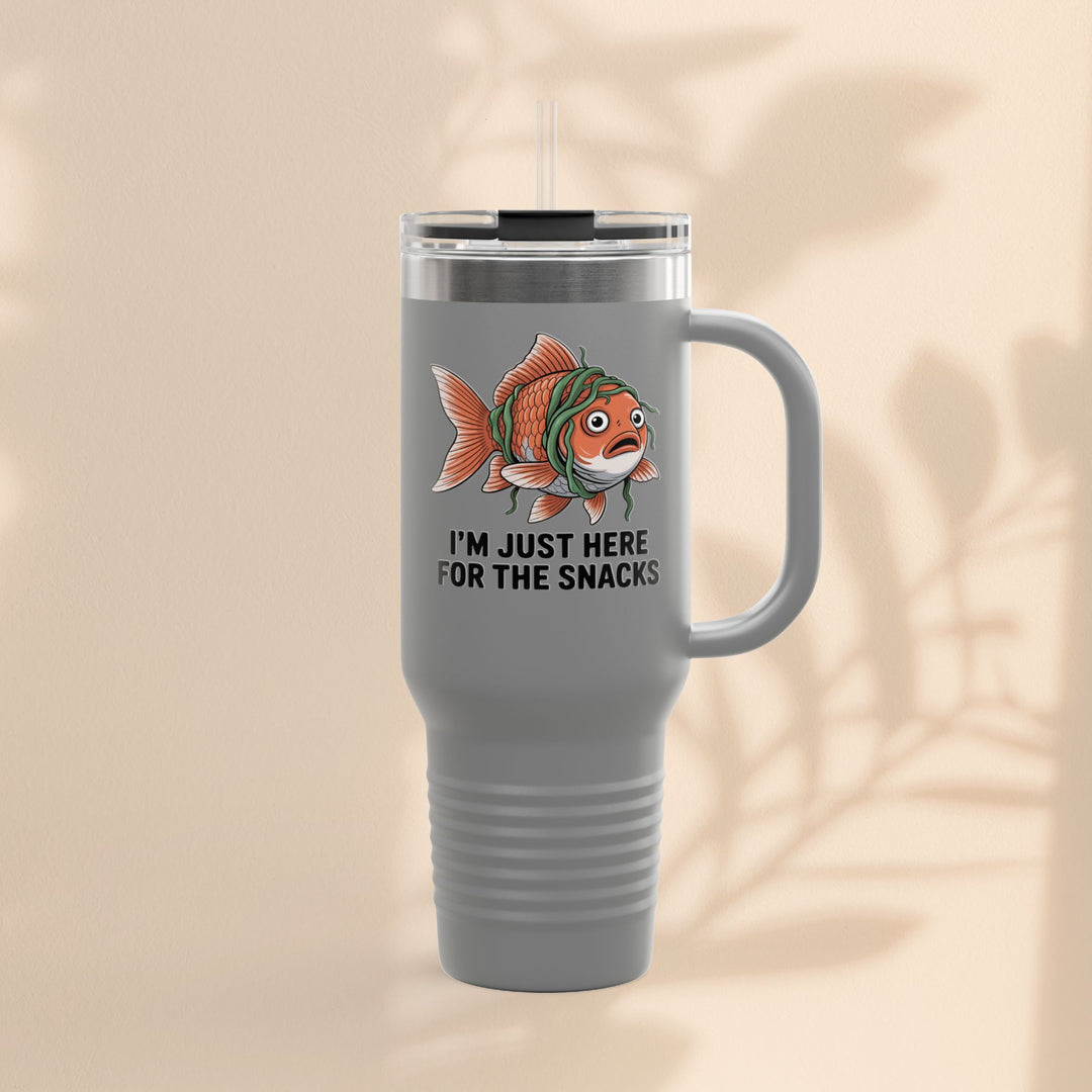 Funny Insulated Travel tumbler - 40oz, Snack Lover Gift, Fish Design Mug, Personalized Gifts for Him