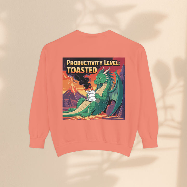 Toasted Productivity Level Dragon Sweatshirt, Cozy Gift, Funny Sweatshirt, Fantasy Apparel, Dragon Lover Clothing, Work From Home Style