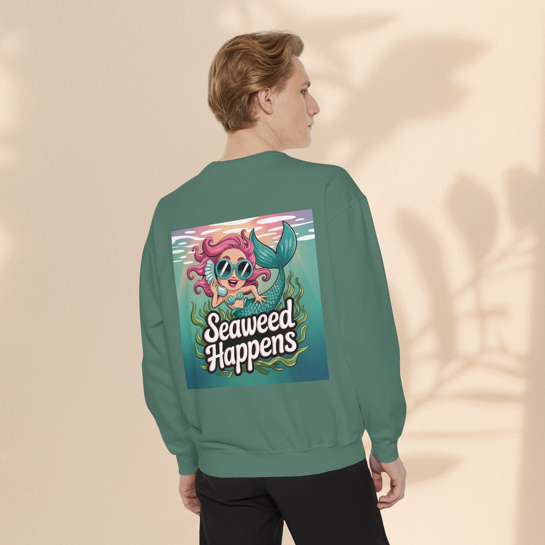 Seaweed Happens Unisex Sweatshirt, Fun Beach Apparel, Ocean Lover Gift, Stylish Casual Wear, Cozy Mermaid Sweatshirt