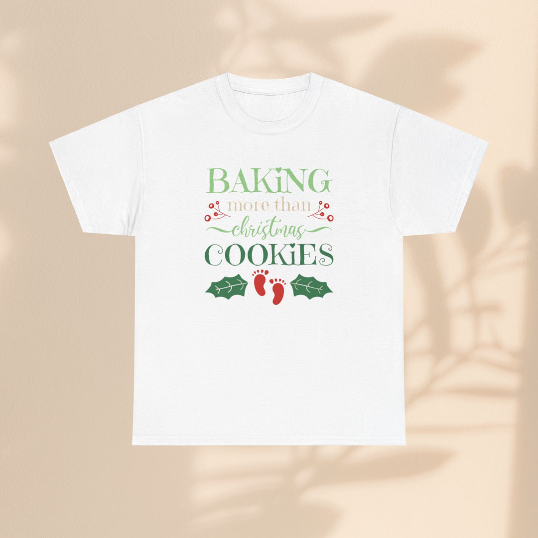 Unisex Heavy Cotton Tee - Baking More Than Christmas Cookies Pregnancy T-Shirt