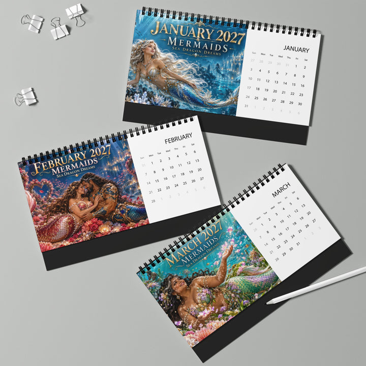 2027 Mermaid Desktop Calendar – Sea Dragon Dreams Planner