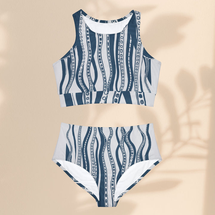 Sporty Two-piece Swim suit Set - Downward Octopus