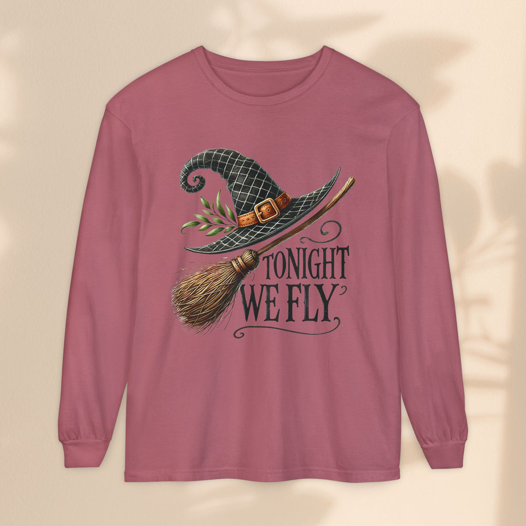 Tonight We Fly - Whimsical Witch Halloween Long Sleeve T-Shirt