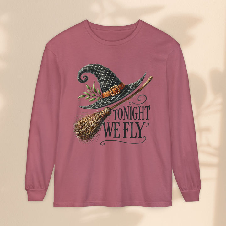 Tonight We Fly - Whimsical Witch Halloween Long Sleeve T-Shirt