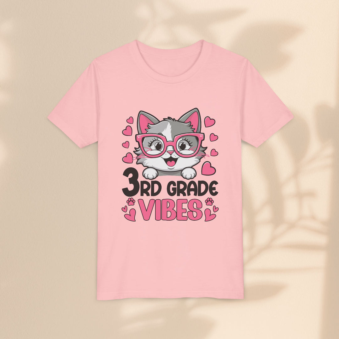 Cute 3rd Grade Vibes Youth Tee, Back to School T-Shirt, Cat Lover Apparel, Kids Shirt, Birthday Gift for Girls