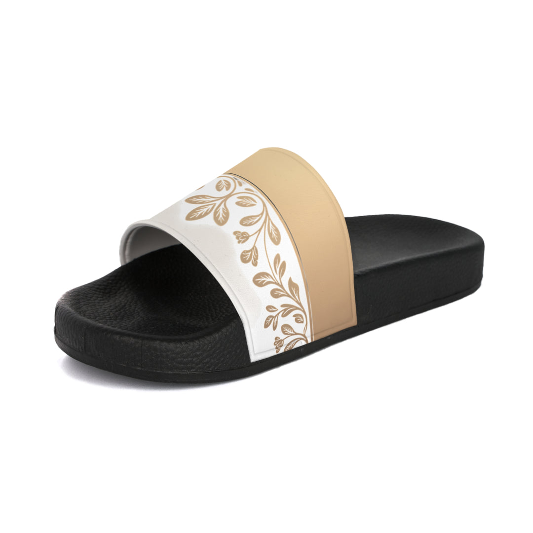Women's Slide Sandals — Elegant Gold Filigree Floral Slides