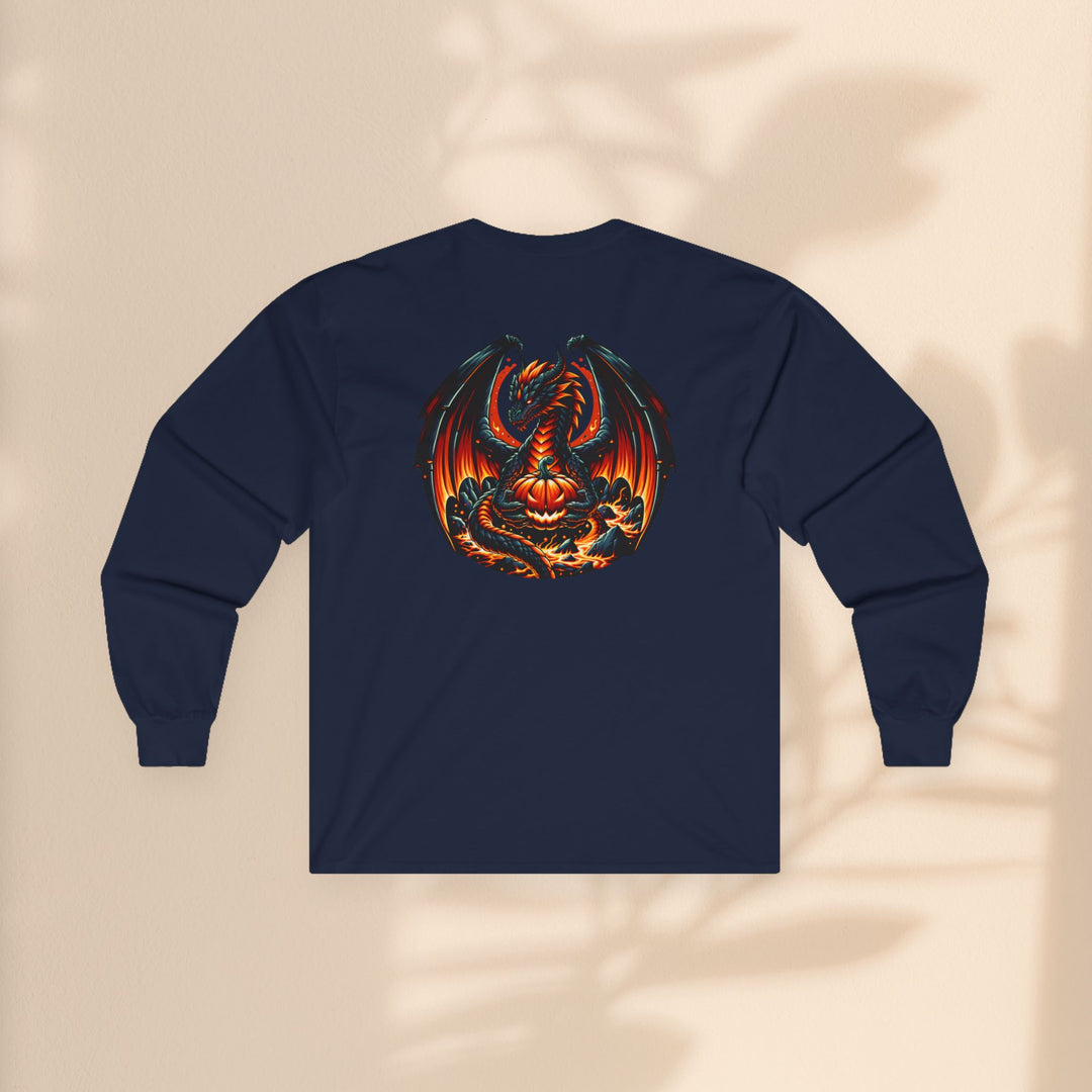 Dragon Emblem Unisex Long Sleeve Tee – Casual Fantasy Graphic Shirt for Halloween & Geek Culture