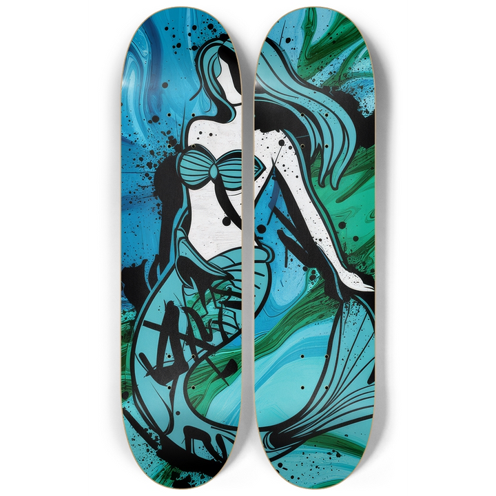 2 Skateboard Series Art - Mermaid Waves Skateboard