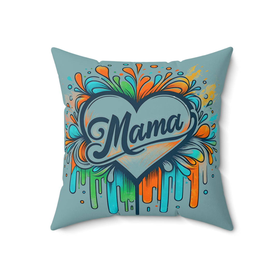 Colorful 'Mama' Spun Polyester Square Pillow - Perfect Gift for Mother's Day and Home Decor