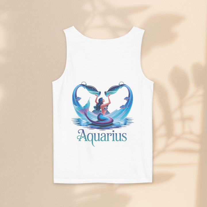 Aquarius Unisex Garment-Dyed Tank Top, Zodiac Apparel, Astrology Gift, Summer Outfit, Festival Wear, Birthday Gift
