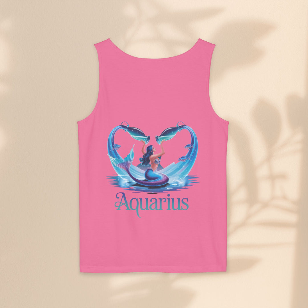 Aquarius Unisex Garment-Dyed Tank Top, Zodiac Apparel, Astrology Gift, Summer Outfit, Festival Wear, Birthday Gift