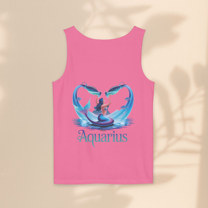 Aquarius Unisex Garment-Dyed Tank Top, Zodiac Apparel, Astrology Gift, Summer Outfit, Festival Wear, Birthday Gift