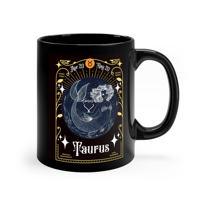 Black Coffee Mug, 11oz - Mermaid Taurus