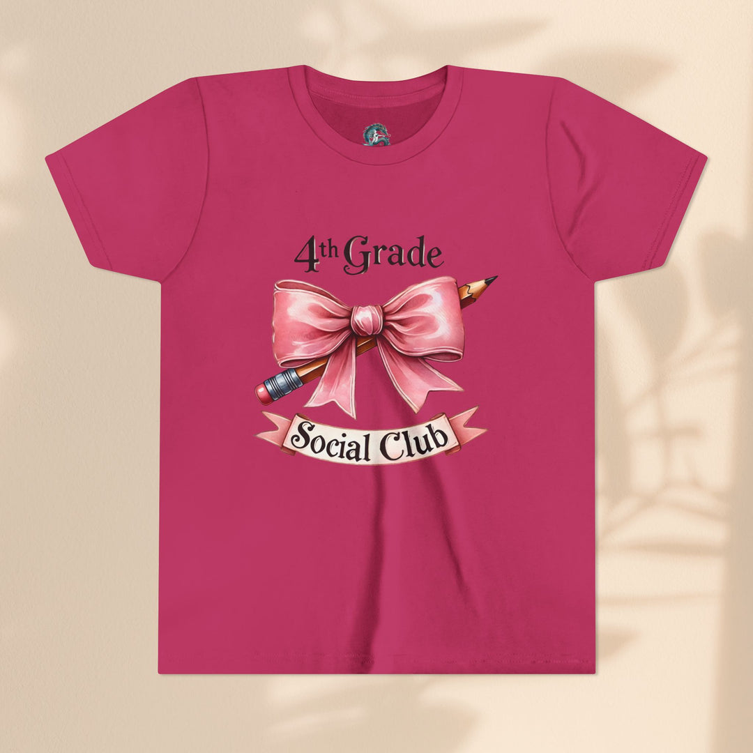 Youth Short Sleeve Tee, 4th Grade Social Club Shirt, Cute Kids T-Shirt, Back to School Gift, Birthday Gift for Girls, Classroom Apparel