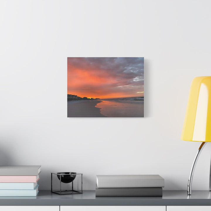 Sunset Beach Satin Stretched Canvas Wall Art