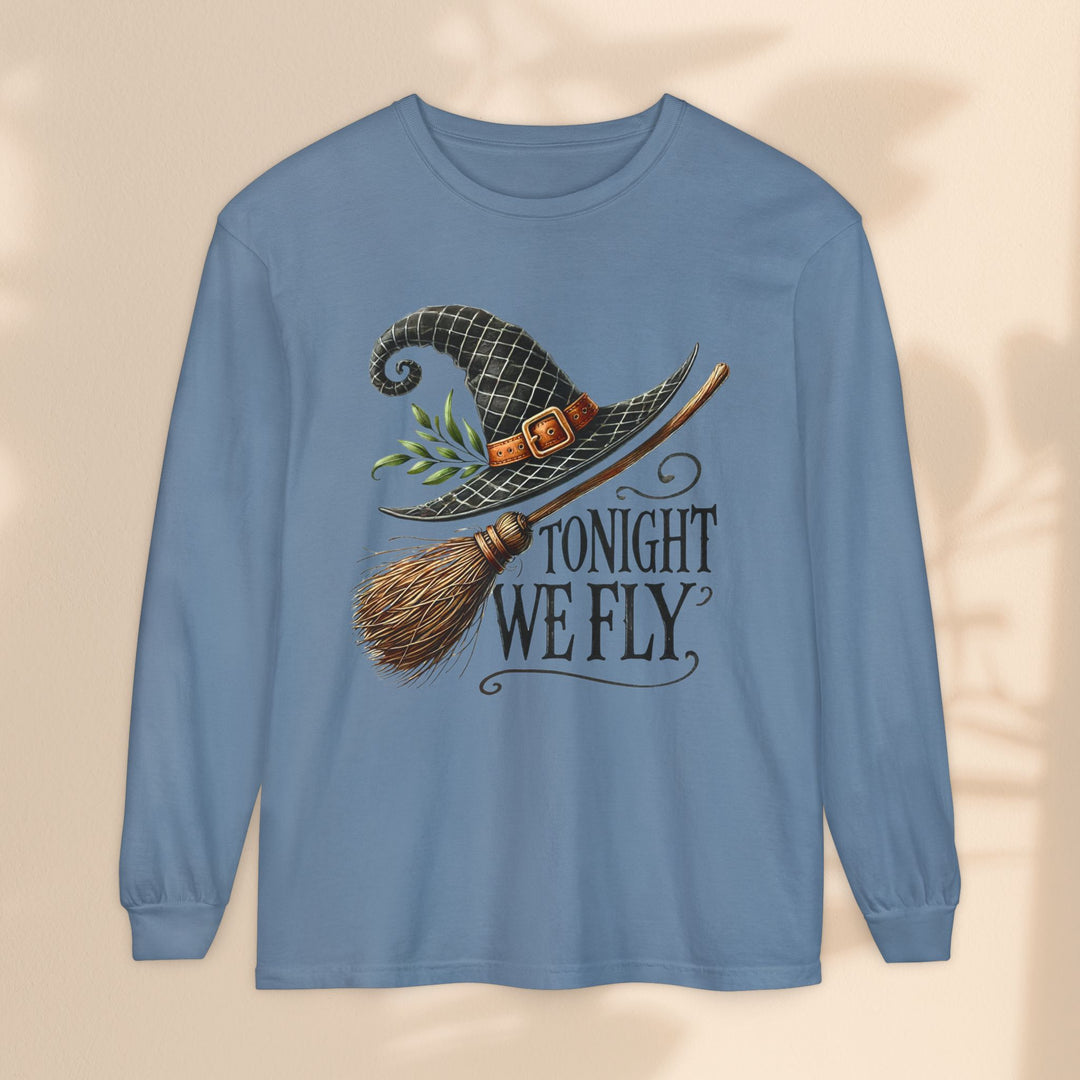 Tonight We Fly - Whimsical Witch Halloween Long Sleeve T-Shirt