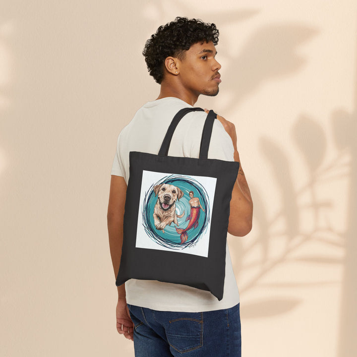 Cotton Canvas Tote Bag - Merman and His Dog